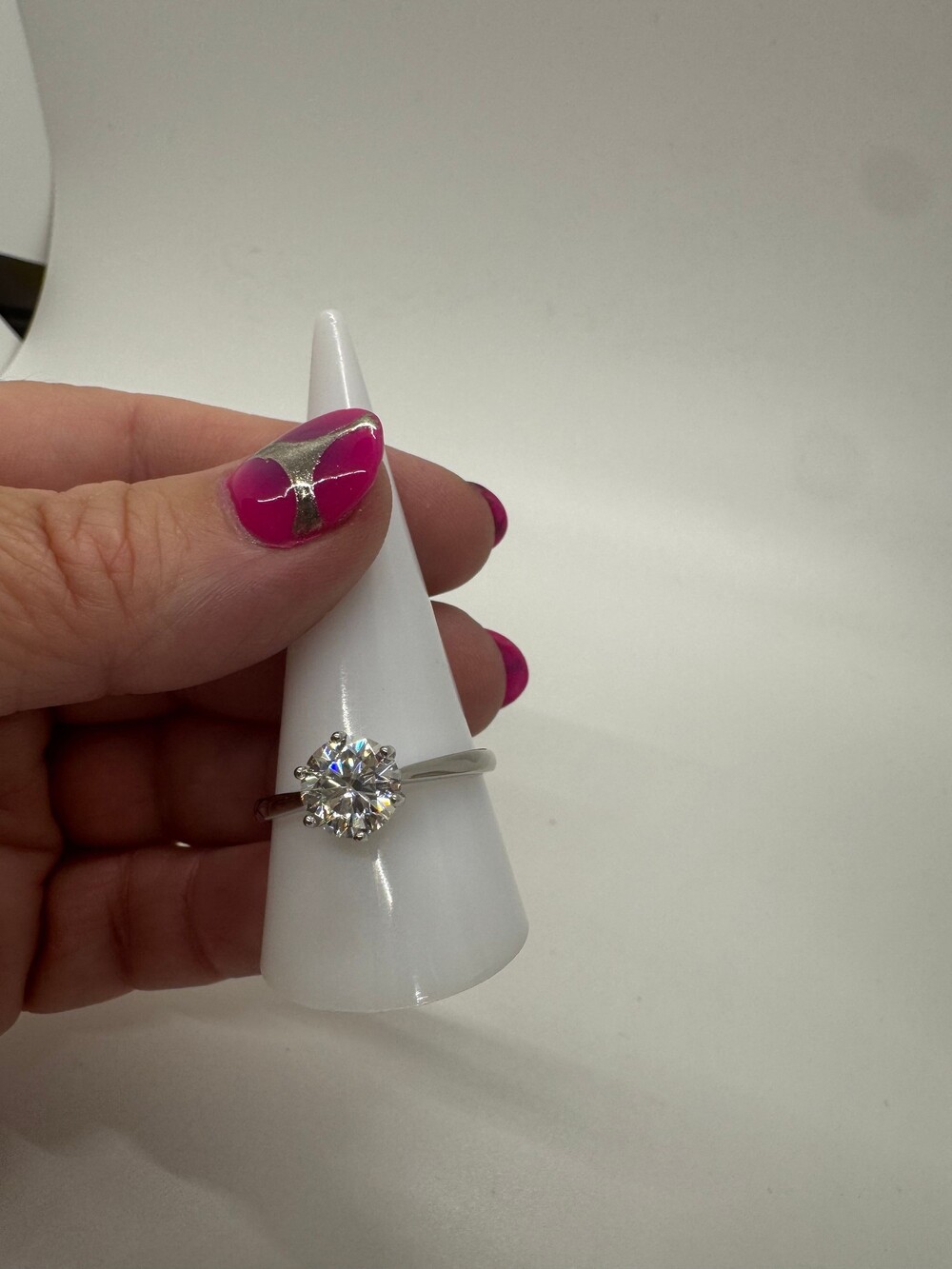 Moissanite 2 Ct Solitaire Ring Size 10 Silver Round Cut Classic New